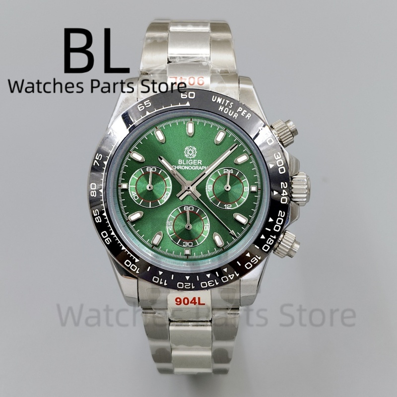 Luxury Watch With Green Dial - BLIGER 39mm Luxury Green Dial Chronograph
