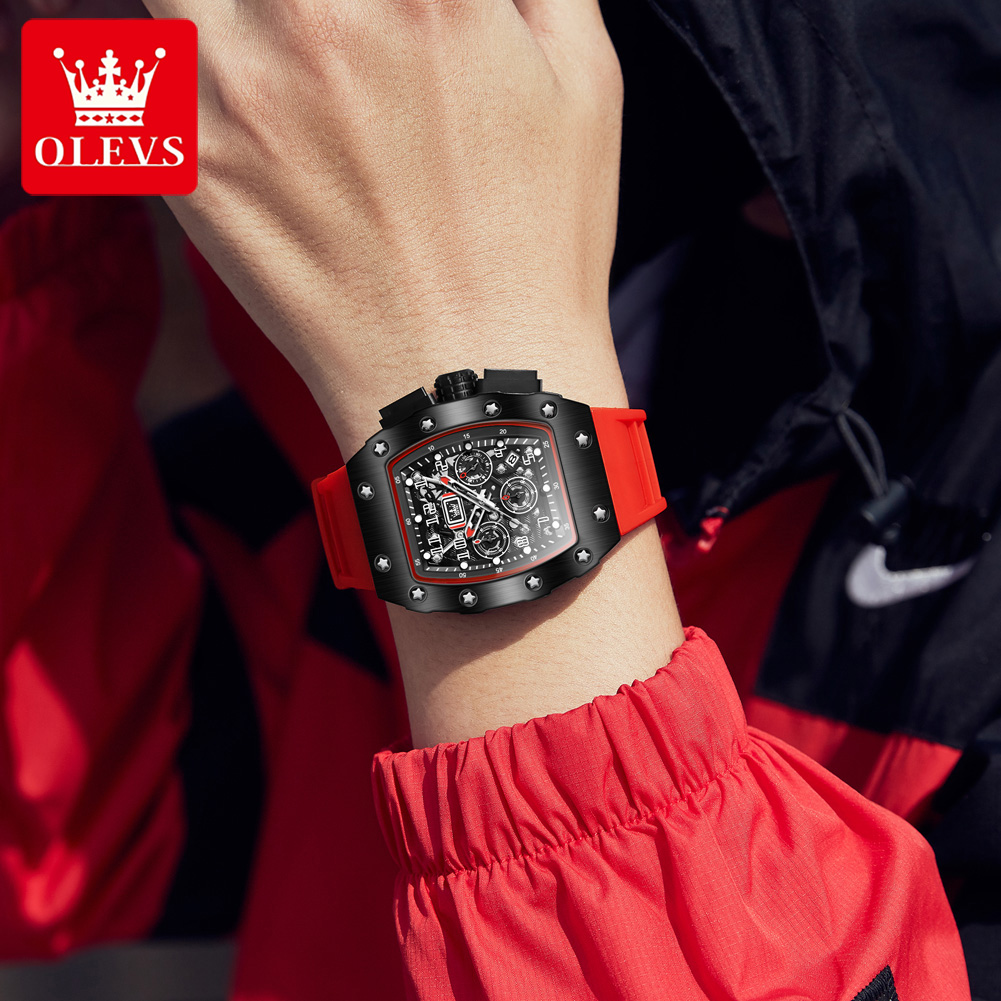 OLEVS 3608 Chronograph Quartz  - Luxury Watch Rubber Strap ulasan dan harga