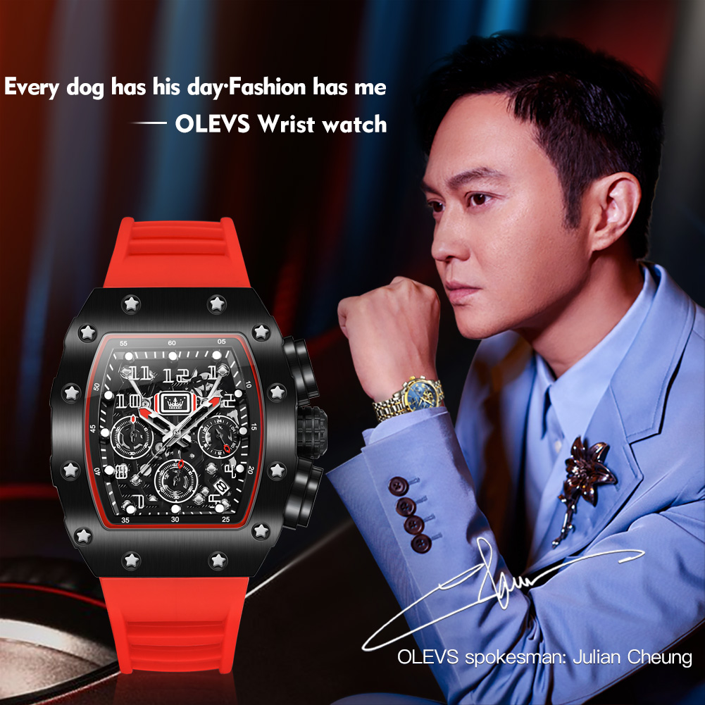OLEVS 3608 Chronograph Quartz  - Luxury Watch Rubber Strap ulasan dan harga