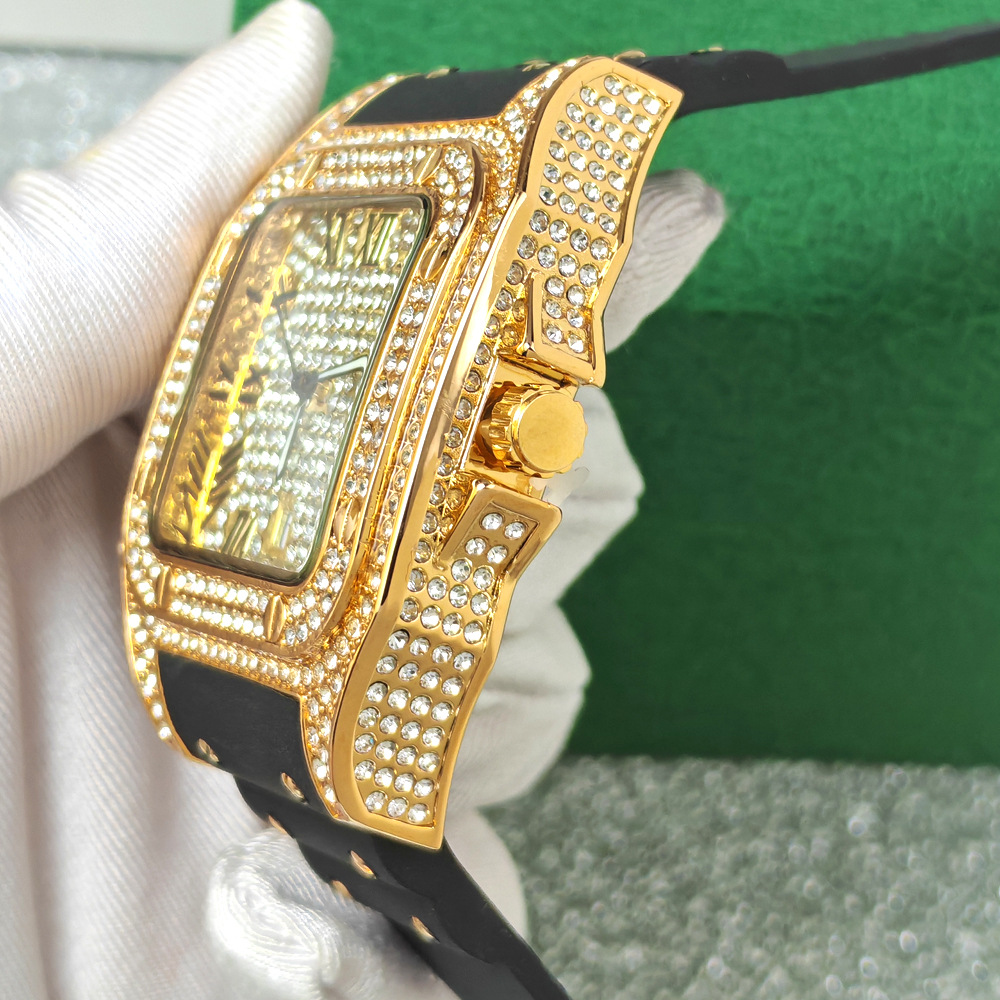 Hot Fashion Square Full Diamon - Luxury Watch Rubber Strap ulasan dan harga