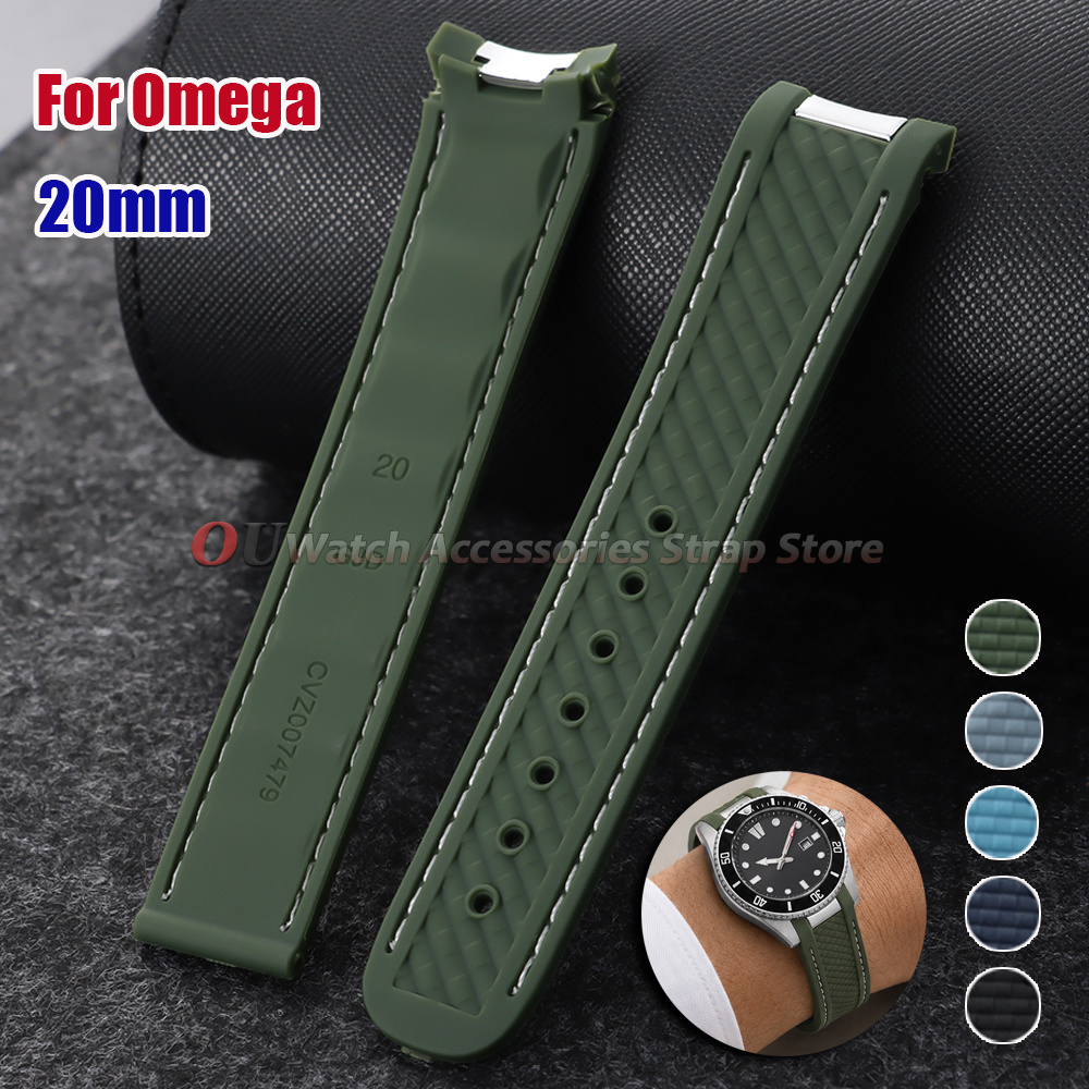 Curved End Silicone Watch Stra - Omega Watch Seamaster ulasan dan harga