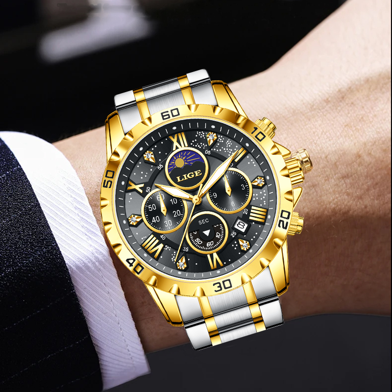 LIGE Top Brand Luxury Quartz M - Luxury Watch Men ulasan dan harga