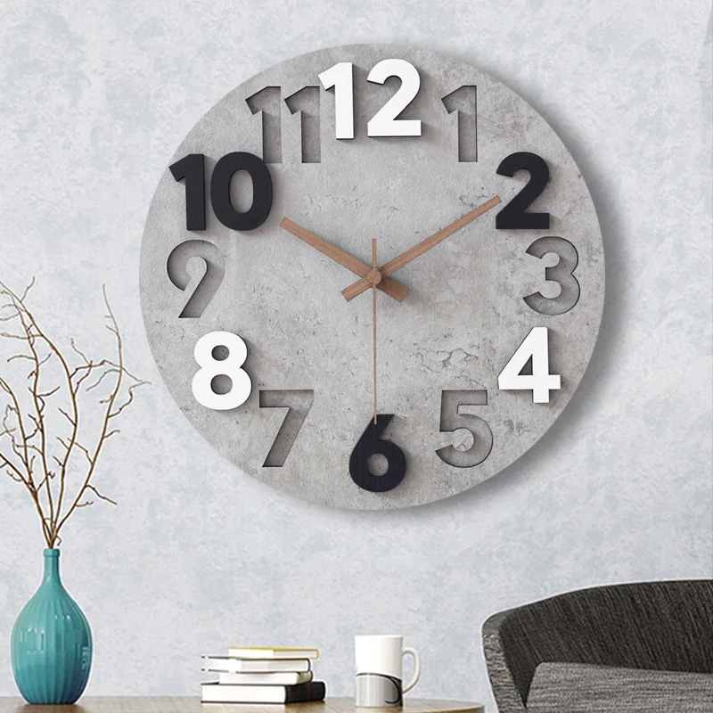 Modern 3d Wall Clock Wood Cloc - Luxury Watch Europe ulasan dan harga